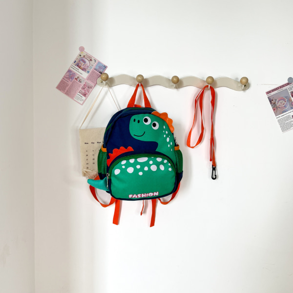 Miniryggsäck - Barnväskor för Perschool - Skolväskor med bröstrem - 3D Cartoon Dinosaur Kindergarten Schoolbag (12M+)-blå
