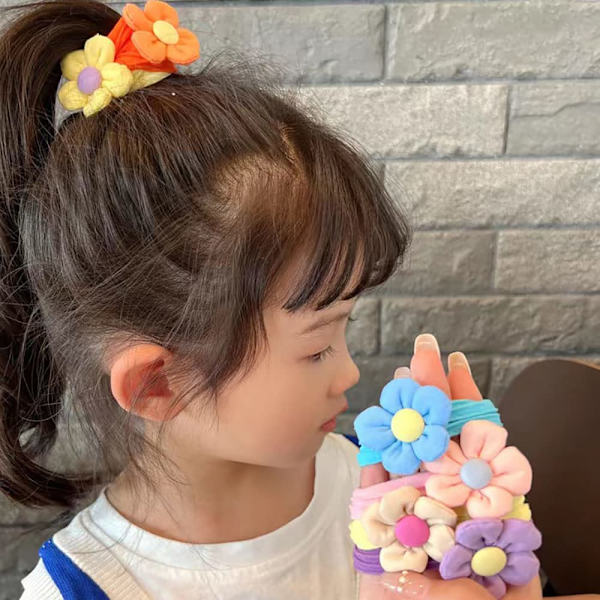 Blomster elastiske hårbånd til børn, Boutique Baby Toddler Blomster gummibånd Hestehaleholdere Hårtilbehør til baby piger Teenagere Småbørn