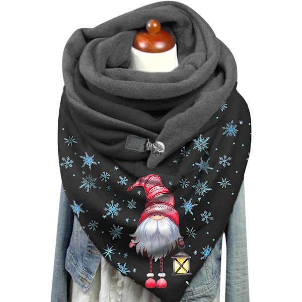 Julhalsduk för kvinnor, mode, vinter, tryck, knapp, mjuk, casual, varm, halsduk, dam, stor kashmir, wraps, sjalar