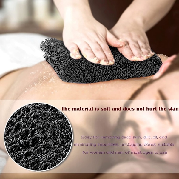 2-pak net svamp, badekar krops eksfoliering Badekar krop ryg skrubber for blødere hud Black 30*80cm