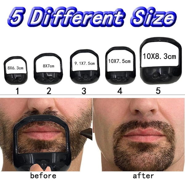Barbermal for menn, 5 stk. Skjeggbarbermal 5 Størrelser Presis Trimmeskjegg Formingsstyling Guide Shaper Perfekt for hårfestelinje, kanting White