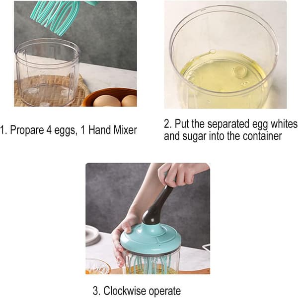 Manual Whisk, Semi-Automatic Handheld Whisk, Handheld Egg Beater, For Whipping Eggs And Milk Foam Blue