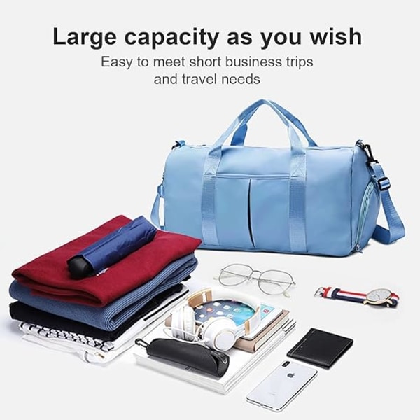 Travel Duffed Tote Bag, vanntett sammenleggbar og utvidbar weekendbag for Swim Sports Gym Bag
