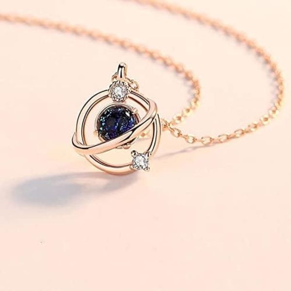Lyxig Planet Nyckelben Halsband Dam Personlig Diamant Mörk Måne Hängen Halsband Glittrande Hänge Smycken