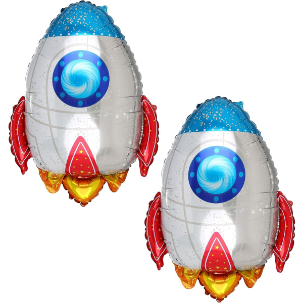 2 stk rakettformet stor mylar folieballong universet romtema Bursdagsfestdekorasjoner