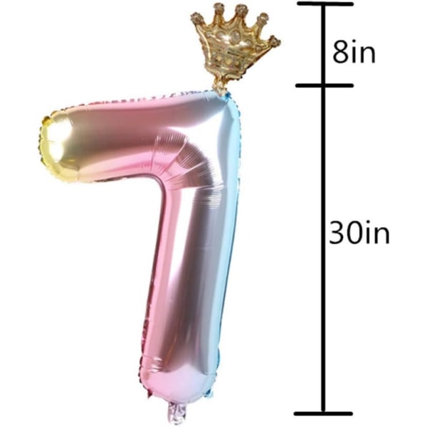 Aluminium folie 32 tommer tal (7), krone aluminium folie tal ballon, fødselsdagsfest dekoration gas og bryllupsdag ballon tema fest.