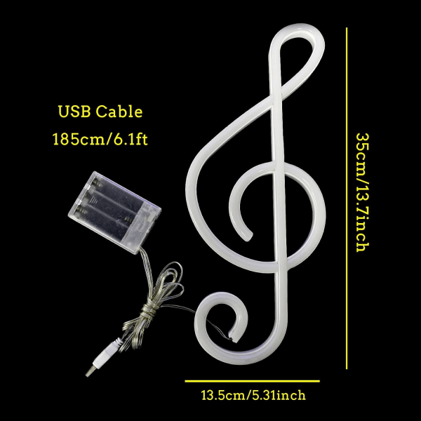 Musiikin muotoiset neonvalot Musiikin muotoinen luova valaistus jouluun, häihin, syntymäpäivälahjaan, pubiin, lastenhuoneeseen, olohuoneeseen - lämmin valkoinen