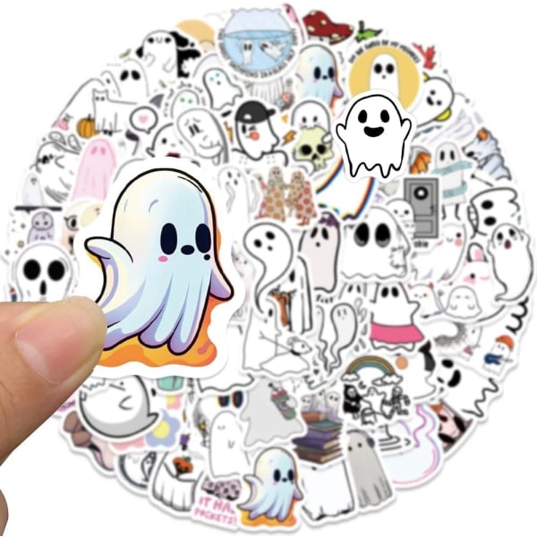 100 STK Funny Ghost Stickers, Halloween Stickers, Vinyl Vandtætte Stickers til vandflasker, Laptop, Computer, Bil, Bagage, Kop, Telefon, Cute Ghost