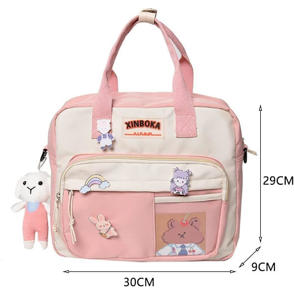Kawaii Rygsæk Sød Messenger Taske Crossbody Lærred Tote Taske til Kvinder Kawaii Ita Taske med Kawaii Tilbehør