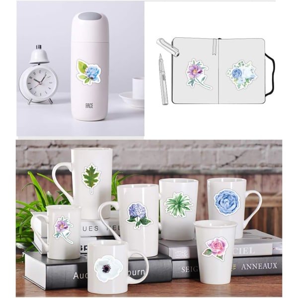 50 stk plante- og blomsterklistremerker for vannflaske Hydro Flask Laptop Bagasje Bil Sykkelhjelm Vinyl Vanntette plante- og blomsterklistremerker