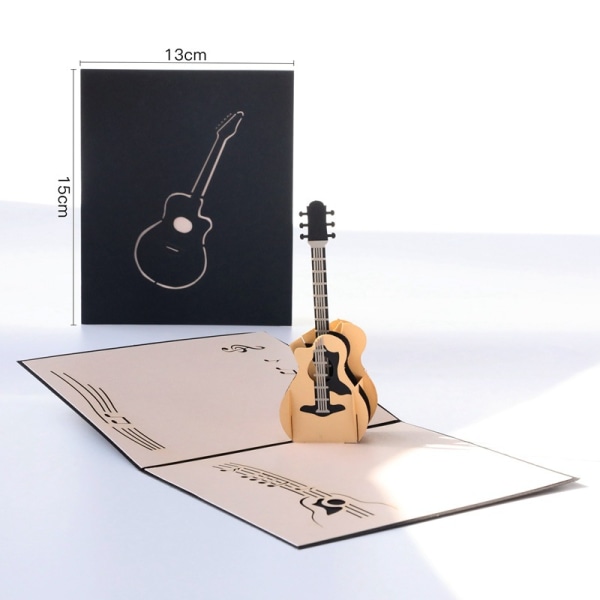 Gitarr Pop Up-kort Födelsedag, Alla hjärtans dag, Jubileum Tackkort, Handgjort Examenskort, Tomt Sympati-kort, Presentkort med kuvert Alla tillfällen