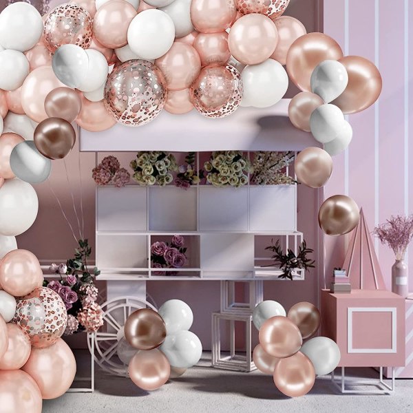 Rose Gold Balloon Arch Kit Rose Gold Ballonger Rose Gold Balloon Girl Kit Rose Gold Festdekorationer, Rose Gold dekorationer för födelsedag bröllop