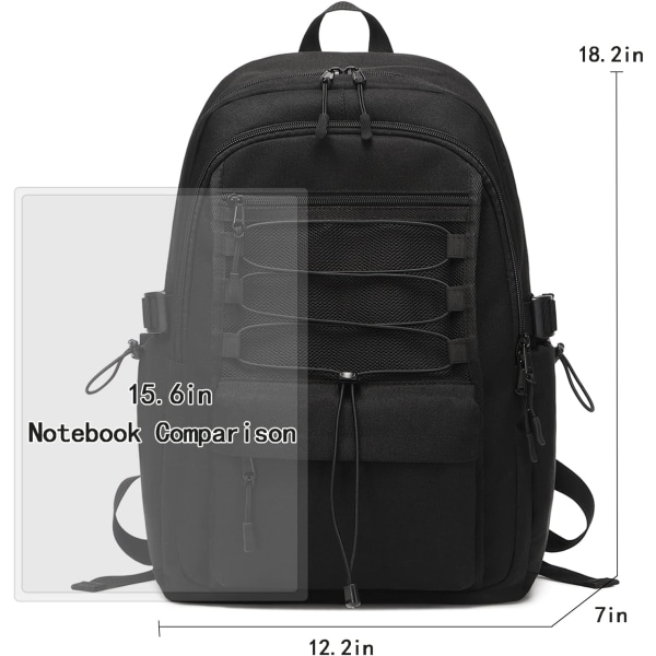 Travel Laptop Backpacks with Weekend Leisure Day Vacation Backpack Unisex 15.6inch School Cute Lightweight High-Capacity The Gift Bookbag(Black)