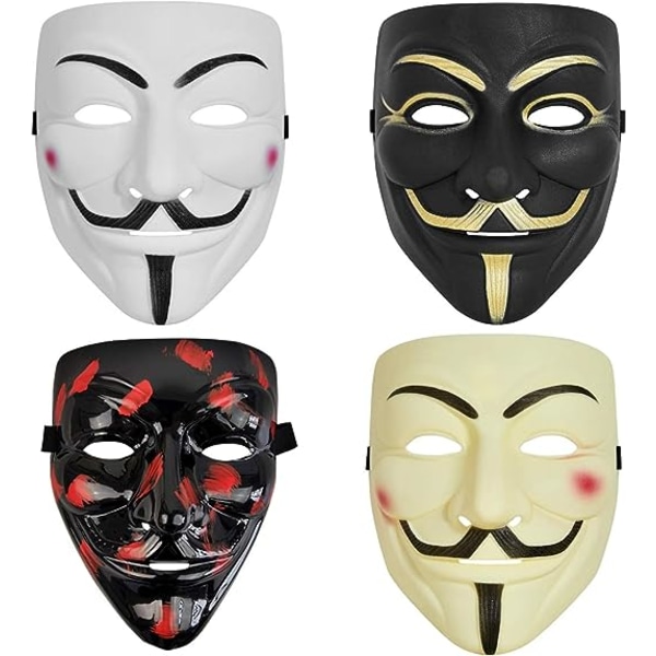 4 Pack V for Vendetta Hacker-maske for Halloween Cosplay Cosplay-festmasker