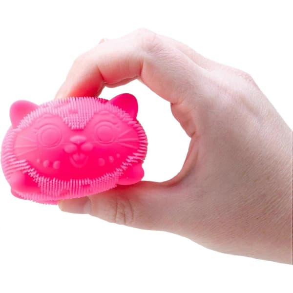 Fuzz Wild Cats Squishy Ball Soft Stretchable Squeeze Toy, Cute Cat with Heart-Shaped Sunglasses Blue