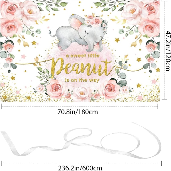 Pink blomster elefant Baby shower banner Elefant baby shower baggrund til pige Baby shower festdekorationer Pink Fotografi baggrund