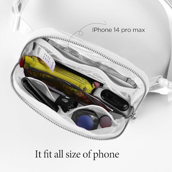 Unisex Mini Bæltetaske med Justerbar Rem Lille Fanny Pack til Træning Løb Rejser Vandring, Hvid