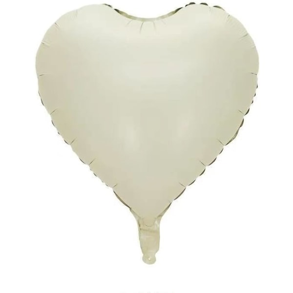 10 st vit folie hjärtformade ballonger 18 tums sand vita hjärtballonger för baby shower Bröllop alla hjärtans dekorationer Kärleksballonger
