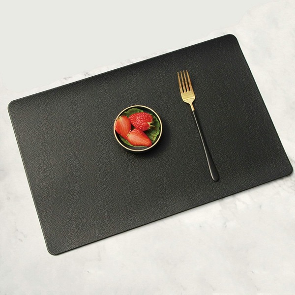 Set med 2 svarta placemattor, 45x30 cm, PVC-placemattor, modernt konstläder, hem, hotell, café, restaurang, vattentät