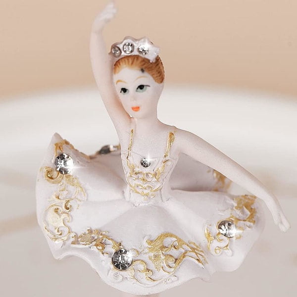 Ballerina roterende spilledåse figur, hvid og lyserød balletdanser musikboks, fødselsdag for kvinder (hvid)