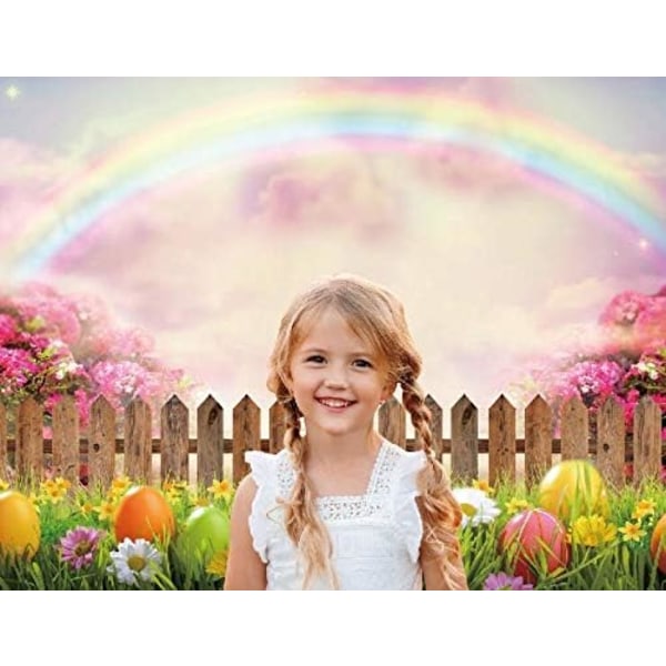 7x5ft Forårs Påske Baggrund Farverige Æg Regnbue Natur Scenebaggrund til Børn Brude Baby Shower Fødselsdagsfest Dekoration Banner Portræt