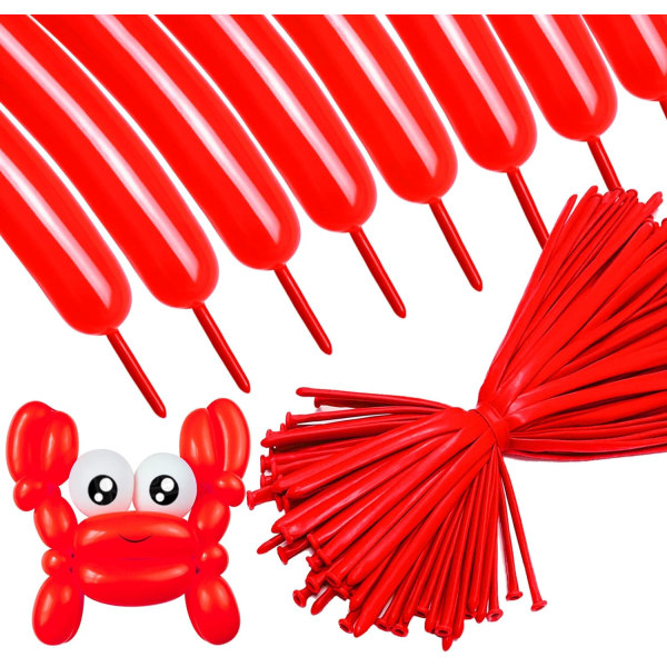 Långa ballonger 100-pack röda vridande djurballonger Förtjockning av latexmodellering Långa magic ballonger för festdekorationer för djurmodeller