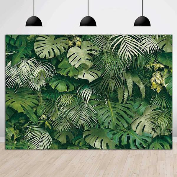 Grønne tropiske palmeblade Billede Fotografi Baggrund Vinyl 7x5ft Jungle Safari Planter Foto Baggrund til Hawaiian Luau Fest Dekoration Banner