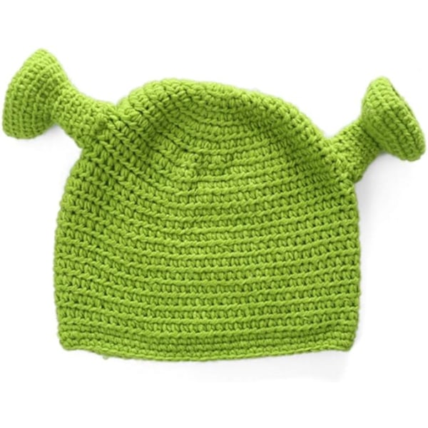 Unisex Hand Knitted Shrek Hats - Warm and Durable Hand Knitted Beanie - Wool Winter Hat for Women and Men - Green