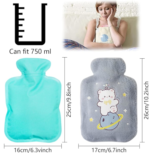 Lasten kuumavesipullo kannella 750 ml, kuumavesipullo etutaskulla, irrotettava ja pestävä kylmiin talvipäiviin, jouluun ja talveen,C