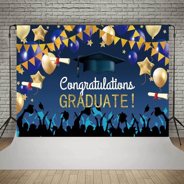 2023 Dimission Fest Baggrund Klasse af 2023 Baggrund Guld Glitter Baggrund Tillykke Graduerende Fest Dekoration Banner (B, 7X5FT)