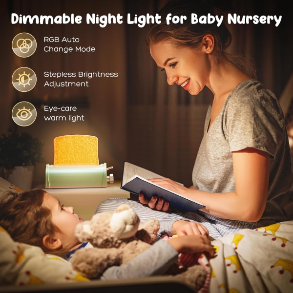 Oppladbart LED-brødrister nattlys, 8 farger Toast Light Brødlampe for barnerom, Brødlys, Søt Barnehagelampe (grønn)