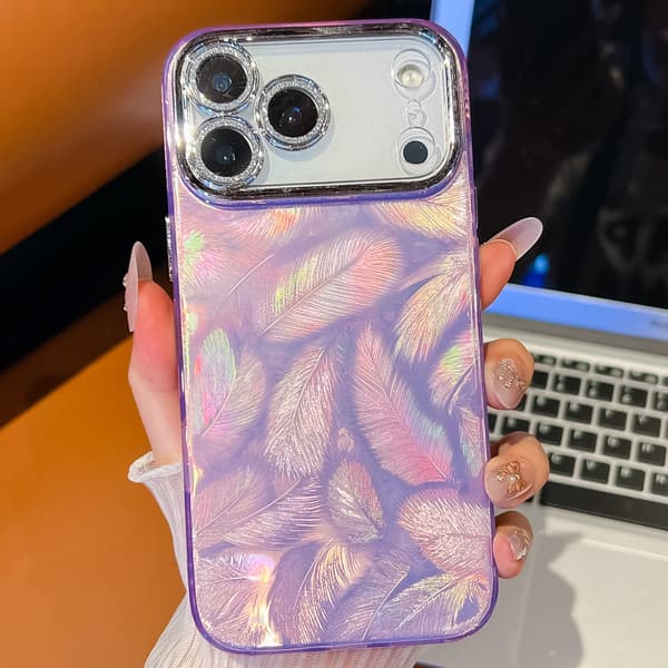 iPhone Case with Feather Pattern, Suitable for iPhone 17, Air, Pro, Pro Max, Drop-Resistant Phone Cover A iPhone17pro