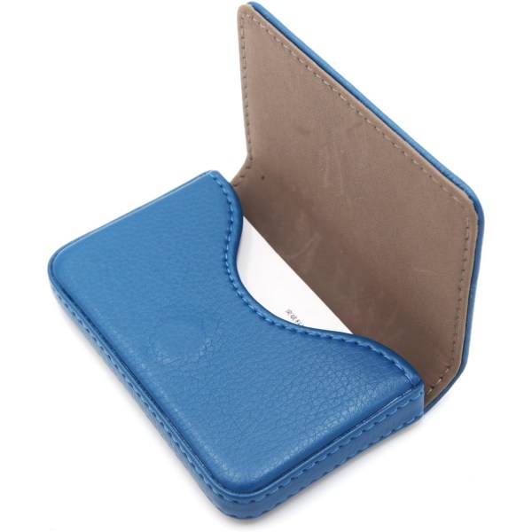 RFID blockerande plånbok - Minimalistisk läder kreditkortshållare för företag med magnetisk, blå, liten