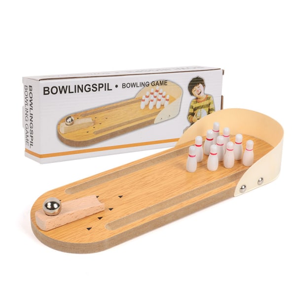 Mini Bowling Set, Bordsskiva i trä Bowling Spelbord Leksaker Bordsbowling Hemma Bowlinghallar, Skrivbordspresenter till arbetskamrater, Roliga Gag-presenter
