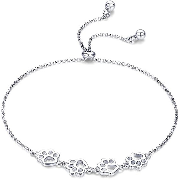 925 Sterling Sølv Hund Katt Potetrykk Armbånd Katt Armbånd Justerbare Armbånd for Kvinner Jenter Hund Mamma Kjæledyr Elsker Gaver Smykker…