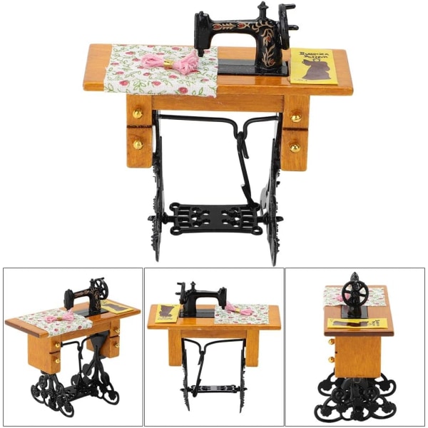 Old Fashion Sewing Machine Fairy Doll Home Life Scene Accessories Educational Kids Gift for Boys Girls Doll House Sewing Machine