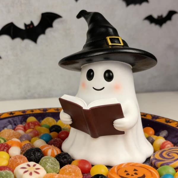 2-pack Halloween Ghost Lamp - 3D Resin Reading Ghost USB for Bedroom and Office Decor Style 3-2 PCS