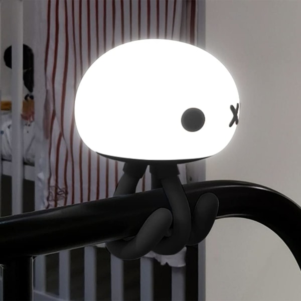 Nattlampa för barn │ Uppladdningsbar LED-nattlampa för baby │ Dimbar peklampa för baby med laddning 1200mAh │ Härlig manetform (svart)