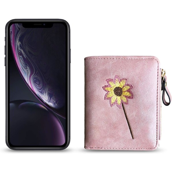 Tjejplånbok Liten Bifold Damplånböcker Rfid, Kompakt Kvinnlig Söt Mini Dragkedja Myntkort Plånbok för Tonårsflicka Barn (Rosa)
