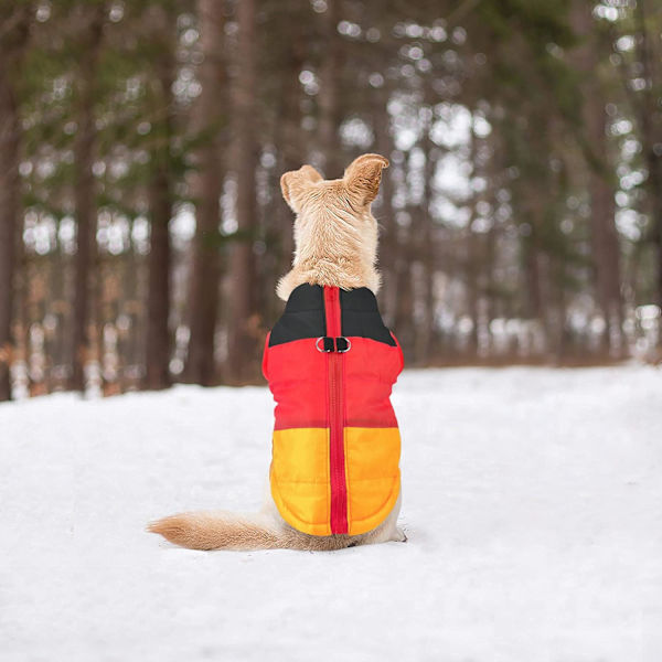 Hunde- og kattefrakke med snorfastgørelsesfarve patchwork polstret hvalpevest jakke bamse chihuahua kostumer mops tøj XS S M L(X Large(pakke med 1), gul)