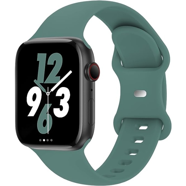 Apple Watch kanssa yhteensopivat rannekkeet 38mm 40mm 41mm, vaihtopehmeä silikoni, urheiluvarusteiden rannekkeet naisille miehille (männynvihreä)