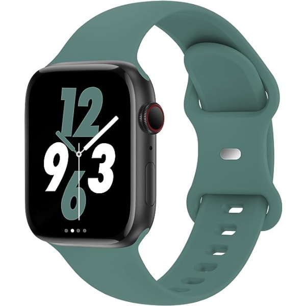 Rannekkeet yhteensopivat Apple Watch 38mm 40mm 41mm kanssa, Vaihto Pehmeä Silikoni Urheilu Lisävaruste Ranneke Rannekkeet Naisille Miehille（Männynvihreä）