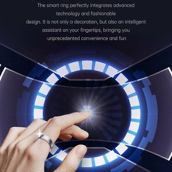 S9Ring Helseovervåking Metall Smart Ring Multifunksjonell Bluetooth-ring - Sølv/Størrelse 9 (Sølv/Størrelse 9)