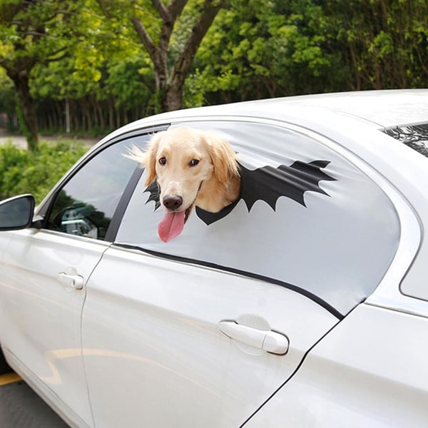 Bilfönster, solskydd för bil bakre sidofönster med hundsonds öppningsdesign, mörkläggningssolskyddsgardin för hundens bakfönster