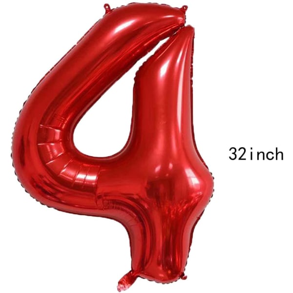 Superhjälte Spiderman 4:e födelsedag dekorationer Röd nummer 4 ballonger 32 tum | Spiderman-födelsedagsballongerna för baby shower