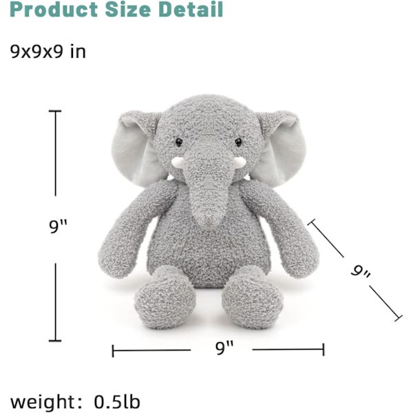 Gosedjur Elefant Plysch Söt Gosedjur Docka Grå Gosedjur Mjuk Leksak Plysch Gåvor till Barn Flickvän (15 Tum)