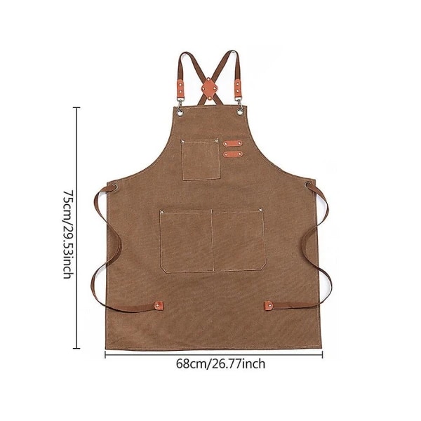 Mænds Unisex Canvas Denim Forklæde Køkken Madlavning Workshop Vaskbar Arbejdsforklæder Gray