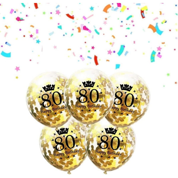 Nummerballonger 80 Guld - 80-årsdag Dekorationer Ballonger 12 Tum, Ballonger Nummer 80 Ballonger Guld Ballonger Födelsedagsfest Dekorationer