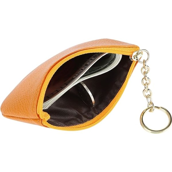 Women's Genuine Leather Keychain Zipper Change Wallet Small Mini Pouch Coin Purse