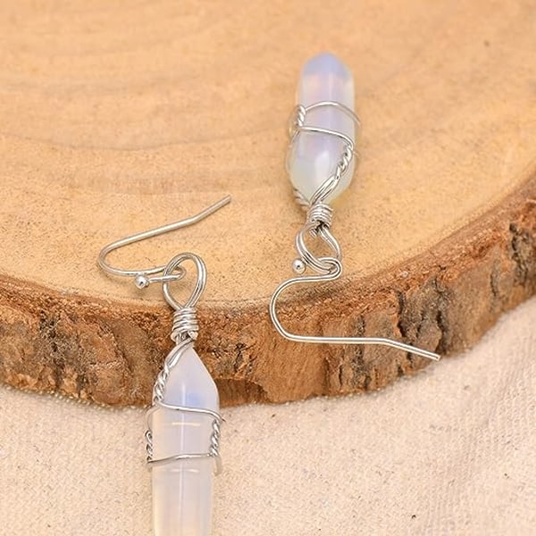 Hand Wired Healing Crystal Point Chakra dinglande örhängen för kvinnor
